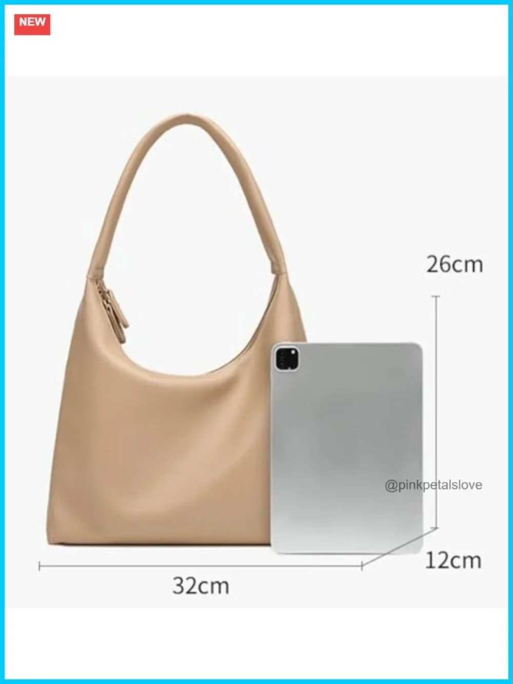 PU Leather Crescent Shoulder Bag Slouchy Hobo Tote Crossbody Purse